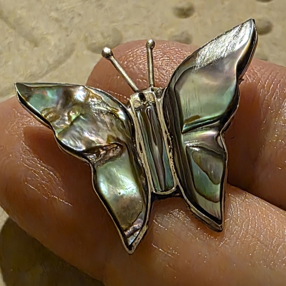 Vintage Sterling 925 Silver & Abalone Pendant 1950/60s Taxco Mexico - Picture 4 of 4